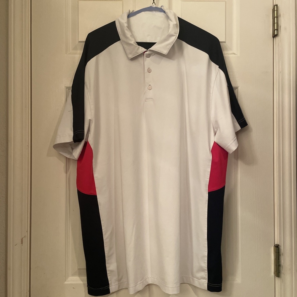 Prince White Polo Shirt with Blue and Red‎ Accents XXL